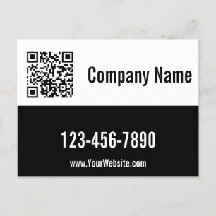 Promotional Black and White Template QR Code Postcard