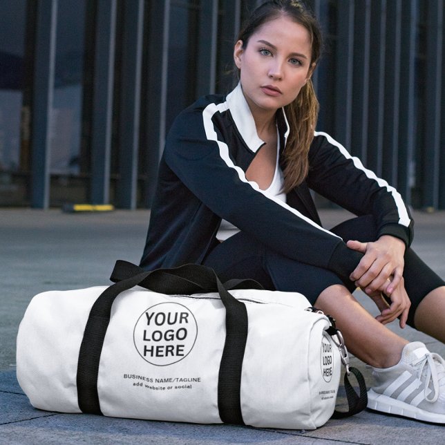 Promotional Black & White Business Logo Branded Duffle Bag (Creator Uploaded)