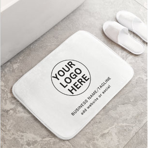 Promotional Black & White Business Logo & Text Bath Mat