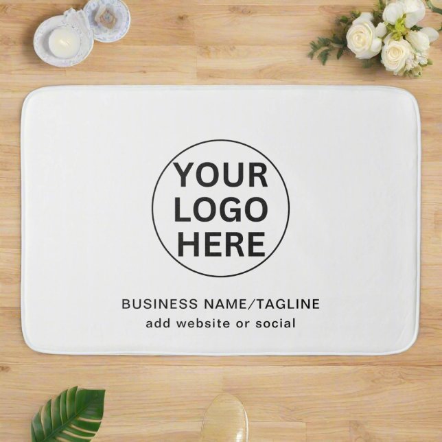 Promotional Black & White Business Logo & Text  Bath Mat (Creator Uploaded)
