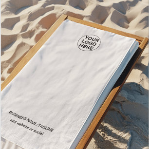 Promotional Black & White Business Logo & Text  Beach Towel