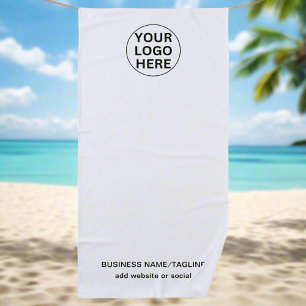 Promotional Black & White Business Logo & Text Beach Towel