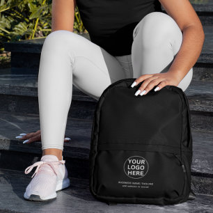 Promotional Black & White Business Logo Text Brand Printed Backpack