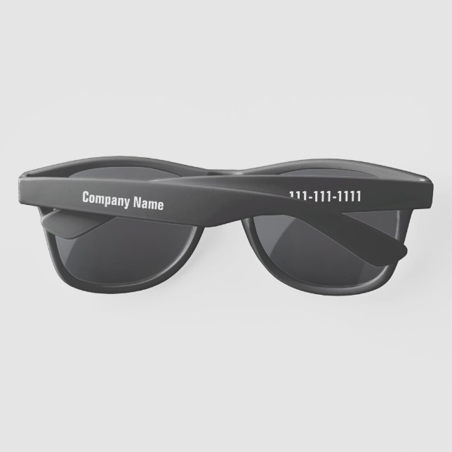Promotional Black White Company Name Phone Number Sunglasses (Back)