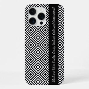 Promotional Black White Tiles Pattern Tagline iPhone 16 Pro Max Case