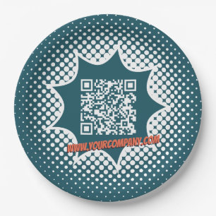 Promotional Blue QR-Code Cleaning Service  Paper Plate