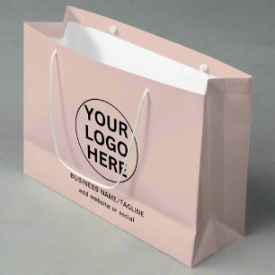 Promotional Blush Pink Business Logo & Text  Large Gift Bag