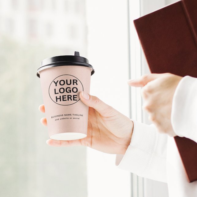 Promotional Blush Pink Business Logo & Text  Paper Cups (Creator Uploaded)