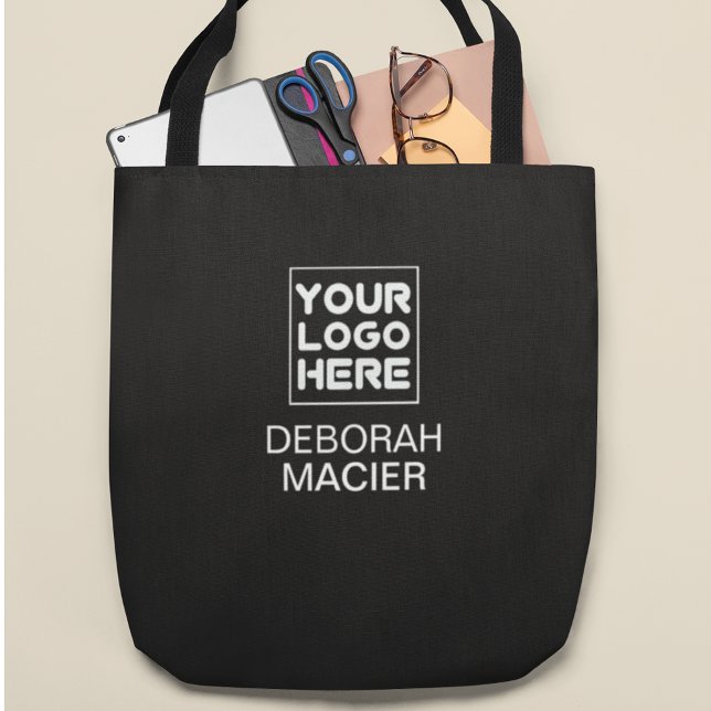 Promotional Brand Logo Business Name BLACK  Tote Bag (Creator Uploaded)