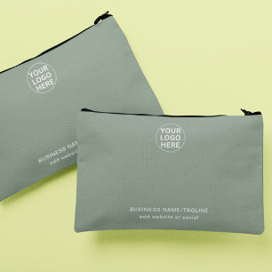 Promotional Branded Sage Green Business Logo Accessory Pouch