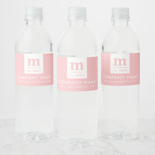 Promotional Business Company Logo Monogram Pink Water Bottle Label