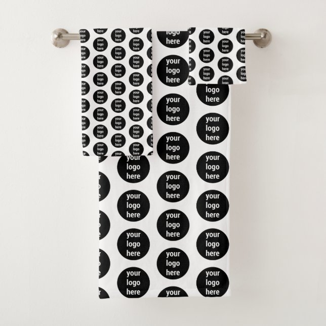 Promotional Business Logo Black White Pattern  Bath Towel Set (Insitu)