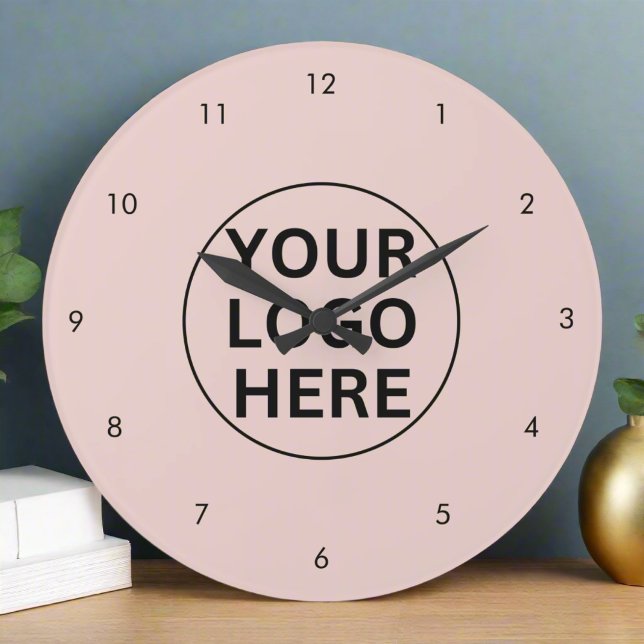Promotional Business Logo Branded Blush Pink Large Clock (Creator Uploaded)