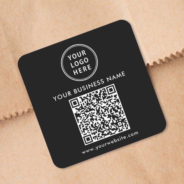 Promotional Business Logo QR Code Black Square Sticker (Promotional Business Logo QR Code Black Square Sticker)