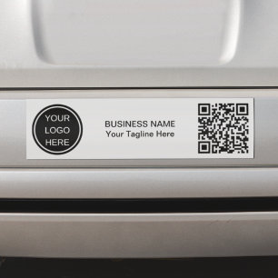 Promotional Business Logo & QR Code Branding Grey Bumper Sticker