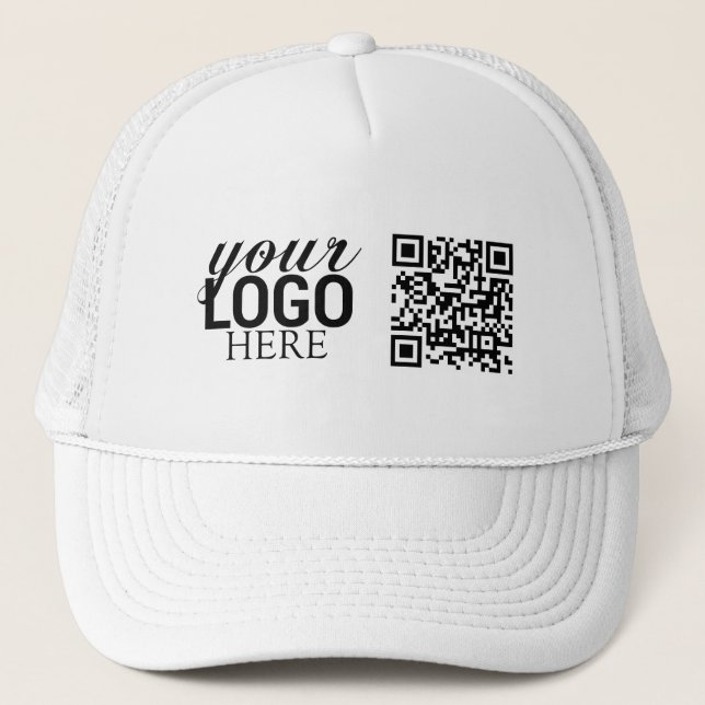 Promotional Business Logo QR Code Employee Staff Trucker Hat (Front)