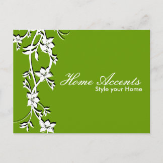 Promotional Business Postcard Floral Green White