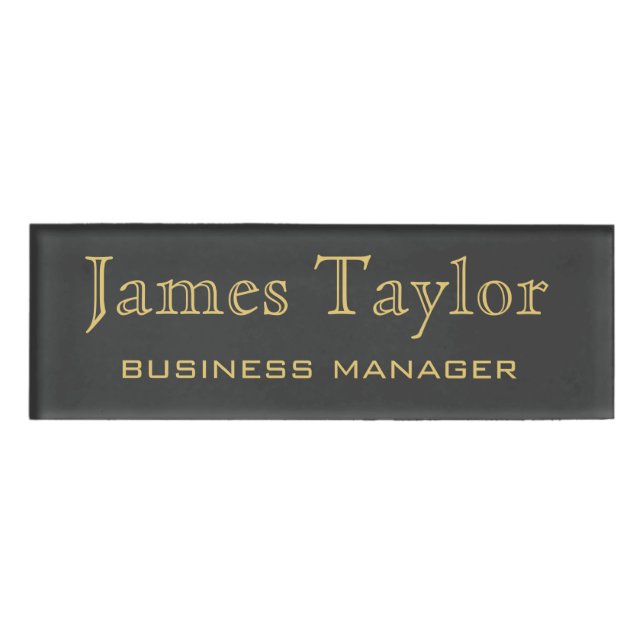 Promotional Business Supply  Gold Name Black Tag (Front)