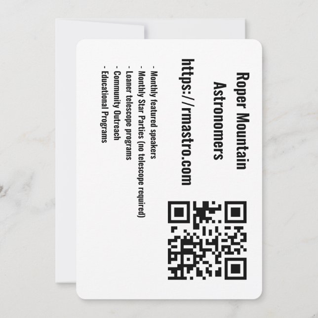 Promotional Cards Elephants Trunk Nebula (Back)