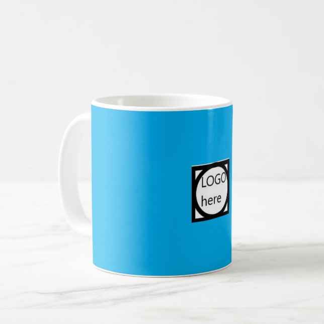 Promotional Coffee Mug with Your LOGO! Blue (Front Left)