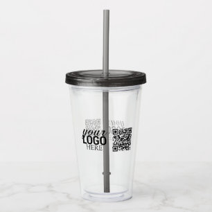Promotional Company Business Logo & QR Code Acrylic Tumbler