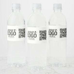Promotional Company Business Logo & QR Code  Water Bottle Label