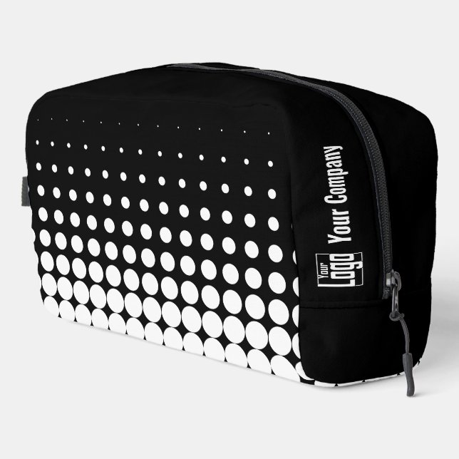 Promotional Company Name Logo Dots Black White  Dopp Kit (Right Corner)