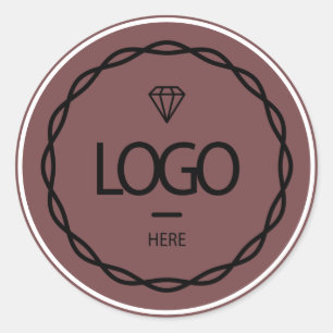 Promotional Custom Logo Brown  Frame Packaging Classic Round Sticker