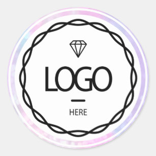 Promotional Custom Logo Holographic Colours Pink Classic Round Sticker