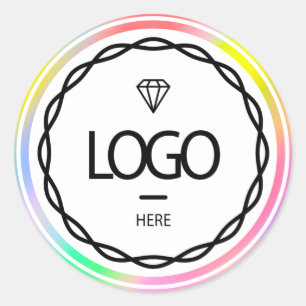 Promotional Custom Logo Holographic Colours Rainbo Classic Round Sticker