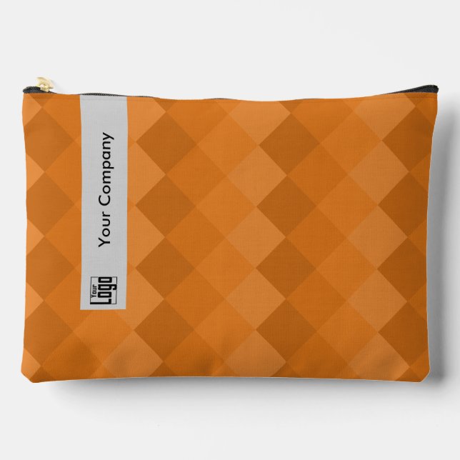 Promotional Diamond Pattern Grey Black Orange  Accessory Pouch (Front)