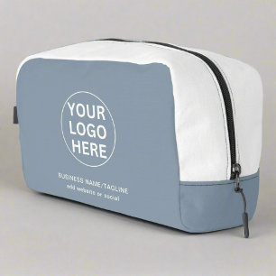 Promotional Dusty Blue Business Logo & Text  Dopp Kit