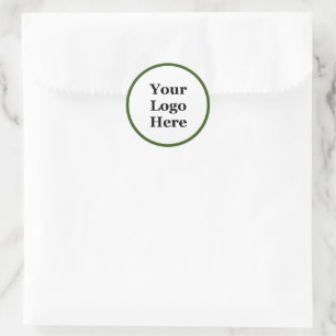 Promotional Forest Green and White Your Logo Here Classic Round Sticker