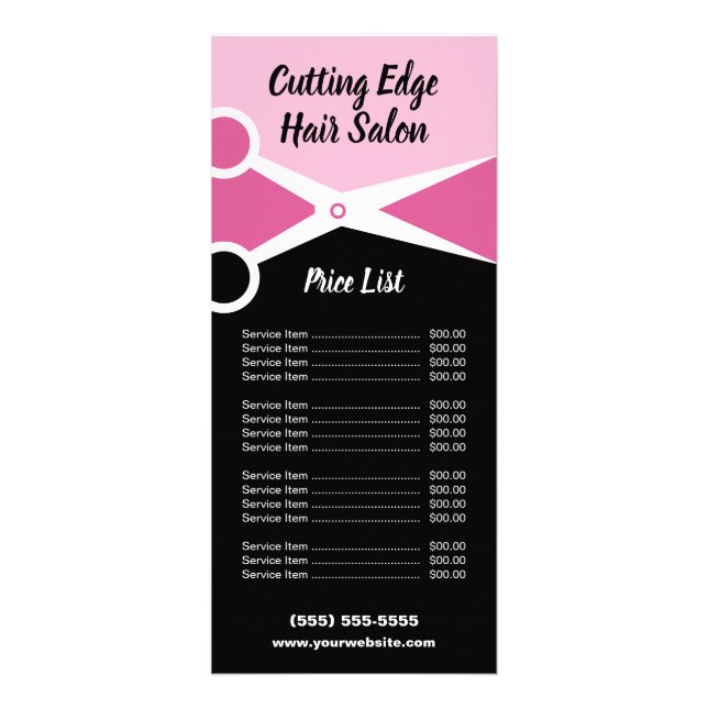 Promotional Hair Salon Price List Rack Card (Front)
