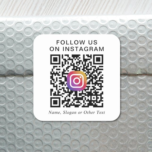Promotional Instagram QR Code Square Sticker (Our user-friendly template will generate your QR code automatically from your Instagram address)