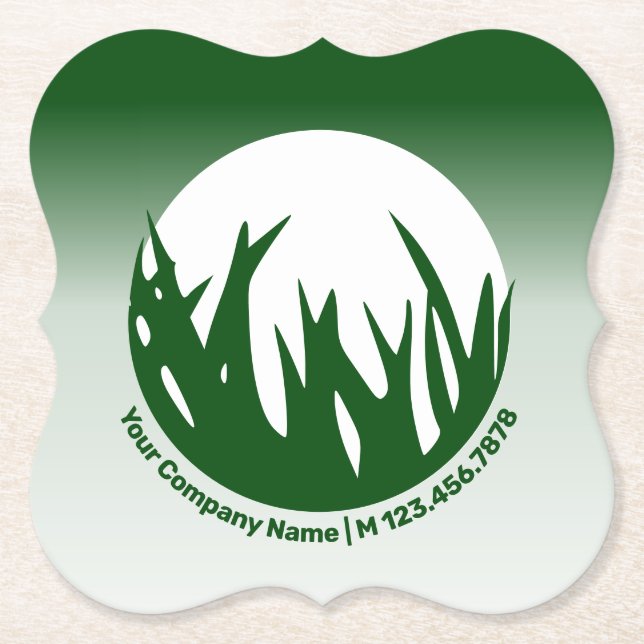 Promotional Lawn Care Service Green Logo  Paper Coaster (Front)