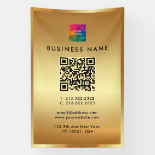 Promotional Logo QR Code Gold Branding Outdoor Banner