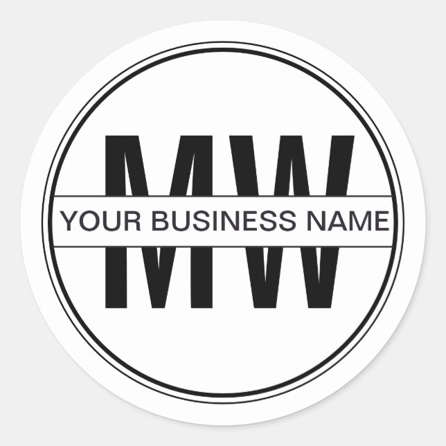 Promotional Minimal Business Monogram Logo  Classic Round Sticker (Front)