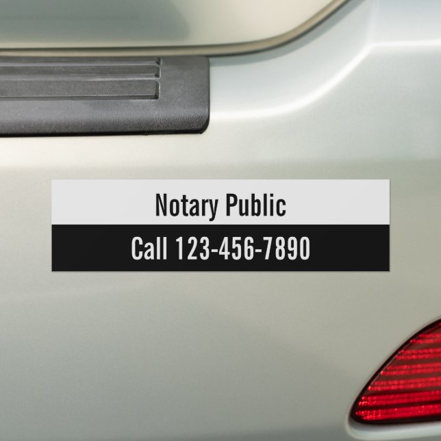 Promotional Pale Grey and Black Notary Public Bumper Sticker (On Car)