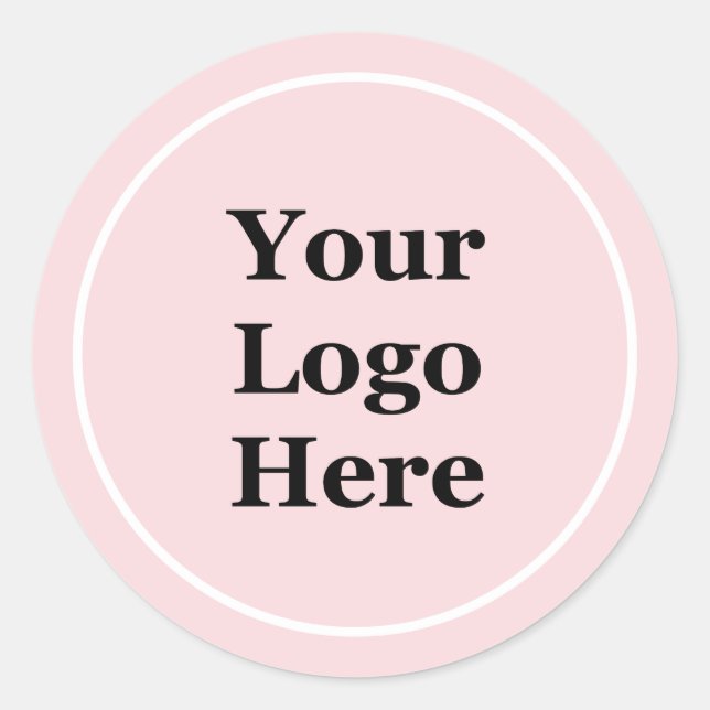 Promotional Pale Pink with White Your Log Here Classic Round Sticker (Front)