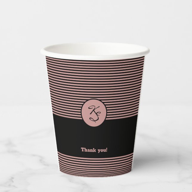 Promotional Pink & Black Hairstylist Paper Cups (Front)