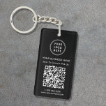 Promotional QR Code Black Key Ring<br><div class="desc">Modern and professional black promotional keychain featuring your QR code for customers to scan for a list of your products,  services,  prices or other information. Upload your logo and QR code and add your company name,  website,  business slogan,  phone number,  etc.,  in simple white typography.</div>