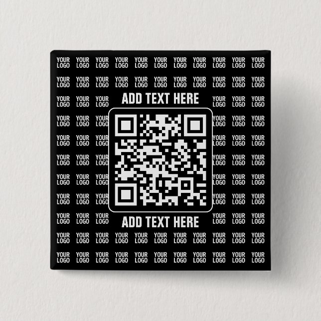 Promotional QR code (editable) plus Logo Pattern 15 Cm Square Badge (Front)