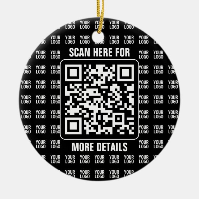Promotional QR code (editable) plus Logo Pattern Ceramic Tree Decoration (Front)