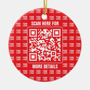 Promotional QR code (editable) with Logo Pattern Ceramic Tree Decoration