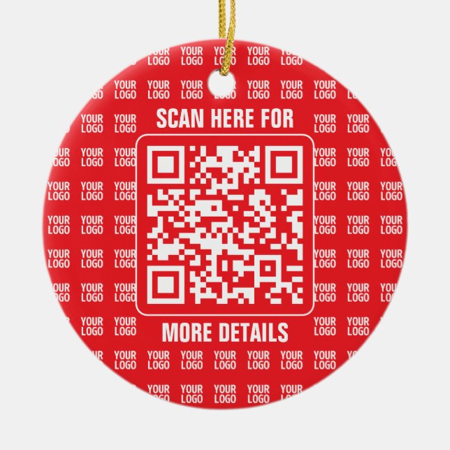 Promotional QR code (editable) with Logo Pattern Ceramic Tree Decoration (Front)