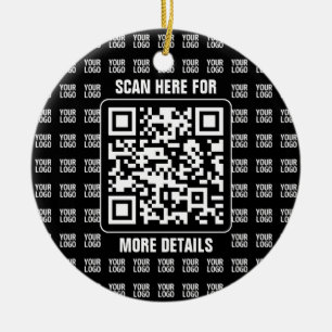 Promotional QR code (editable) with Logo Pattern Ceramic Tree Decoration