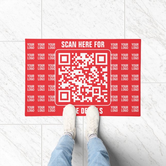 Promotional QR code (editable) with Logo Pattern Doormat (Indoor)