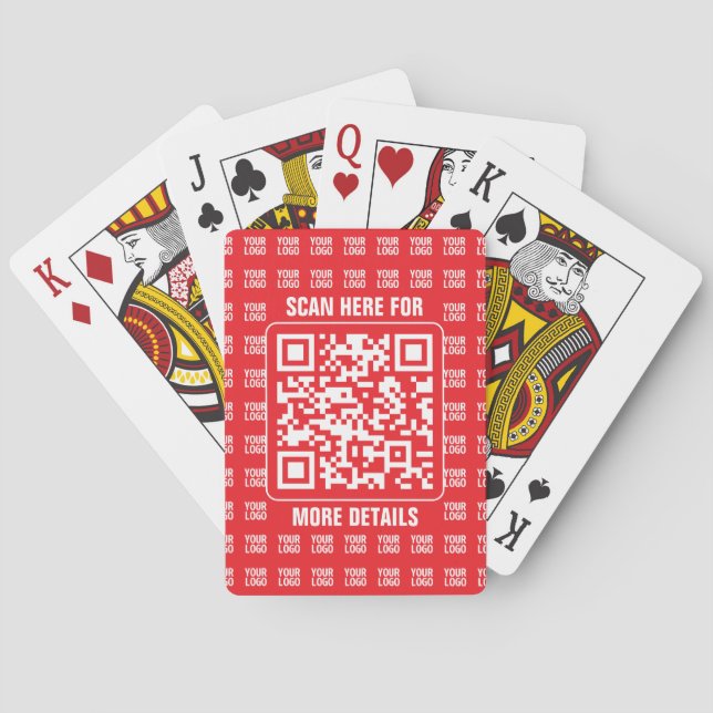 Promotional QR code (editable) with Logo Pattern Playing Cards (Back)