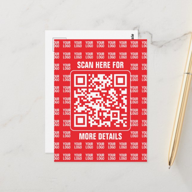 Promotional QR code (editable) with Logo Pattern Postcard (Front/Back In Situ)